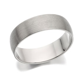 Palladium 500 D Shaped Brushed Finish Wedding Ring - 6mm - R1207