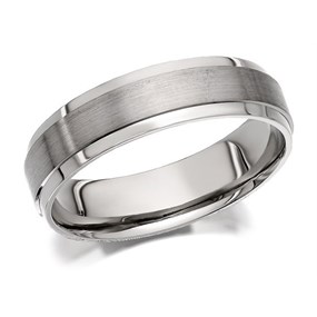 Palladium 500 Brushed And Polished Finish Wedding Ring - 5mm - R1258