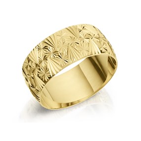 9ct Gold Diamond Cut Wedding Ring - 8mm - R1607