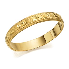 9ct Gold Beaded Edge Wedding Ring - 3mm - R1641