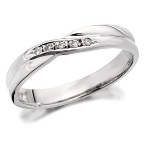9ct White Gold Diamond Set Crossover Wedding Ring - 3mm - R2312