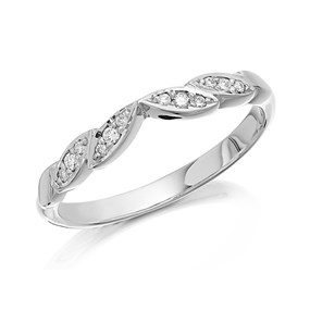 9ct White Gold Diamond Set Shaped Wedding Ring - 8pts - R2314