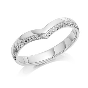9ct White Gold Diamond Wishbone Wedding Ring - 10pts - R2436