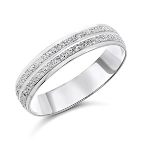 9ct White Gold Diamond Cut Wedding Ring - 4mm - R2455