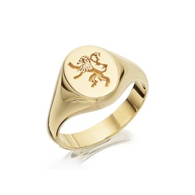 9ct Gold Heavyweight Lion Seal Ring - R3341