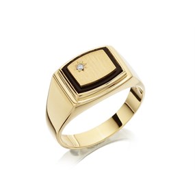 9ct Gold Heavyweight Onyx And Diamond Ring - R3709