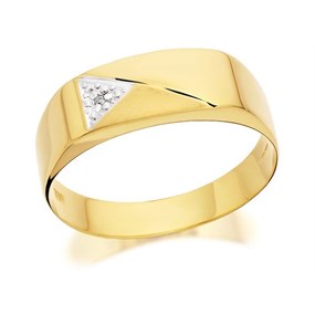 9ct Gold Gentleman's Diamond Set Signet Ring - R3919
