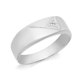 9ct White Gold Diamond Signet Ring - R3977