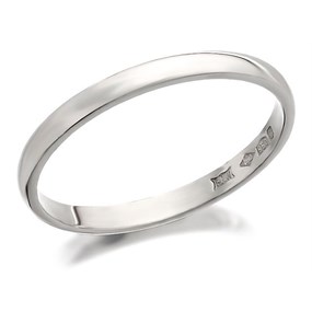 Platinum D Shaped Wedding Ring - 2mm - R4609