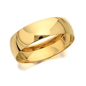 9ct Gold D Shaped Wedding Ring - 6mm - R5206