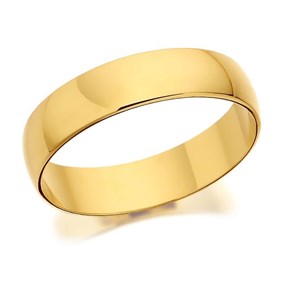 9ct Gold D Shaped Wedding Ring - 5mm - R5211
