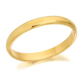 9ct Gold D Shaped Wedding Ring - 2mm - R5212