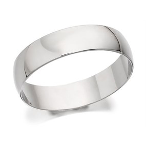 9ct White Gold D Shaped Wedding Ring - 5mm - R5511