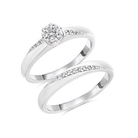 9ct White Gold Diamond Engagement And Wedding Ring Set - 30pts - S3259
