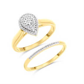 9ct Gold Diamond Engagement And Wedding Ring Set - 20pts - S3263