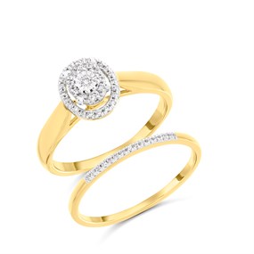 9ct Gold Diamond Engagement And Wedding Ring Set - 20pts - S3264