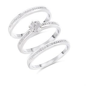 The Bridal Suite 9ct White Gold Diamond Engagement, Wedding And Half Eternity Ring Set - 1/4ct - S3276