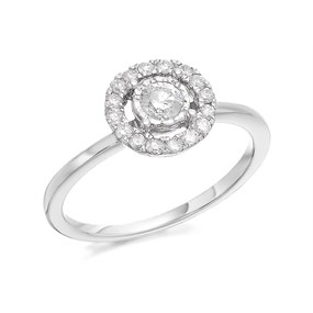 9ct White Gold Diamond Halo Cluster Ring - 40pts - Z50892