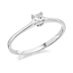 9ct White Gold Princess Cut Diamond Solitaire Ring - 15pts - Z50970