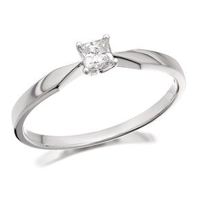 Polar Fire 9ct White Gold Princess Cut Diamond Solitaire Ring - 1/4ct - Z51117