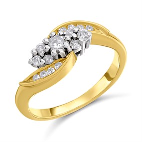 9ct Yellow Gold Twist Set Cluster Ring - 25pt - Z51128