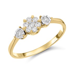 9ct Gold Trilogy Look Diamond Ring - 20pts - Size V - Z51141